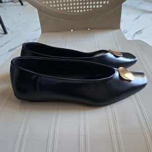 Square toe black flats size 8